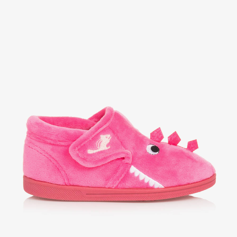 Chipmunks-Girls Pink Fleece Dinosaur Slippers | Childrensalon