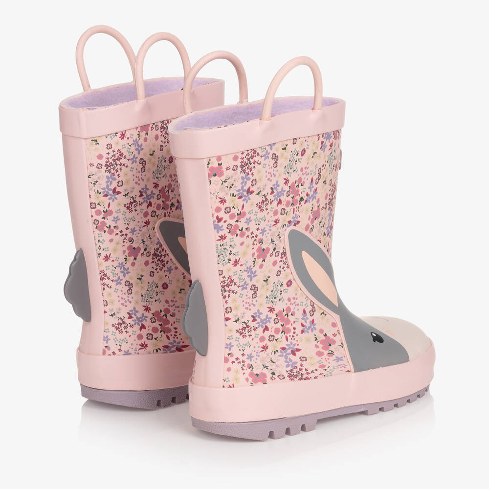 Chipmunks-Girls Pink Floral Bunny Rain Boots | Childrensalon