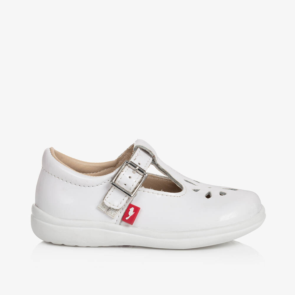 Chipmunks-Girls White Leather T-Bar Shoes | Childrensalon