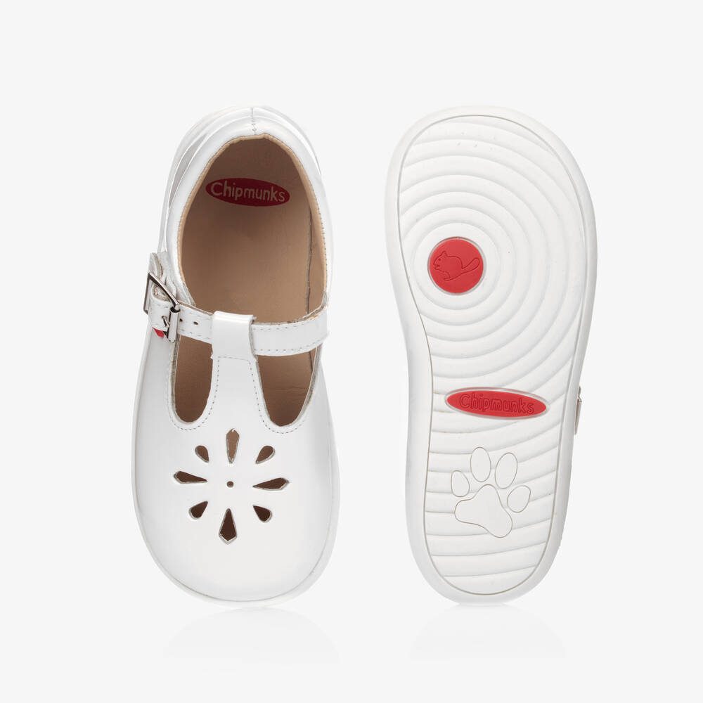 Chipmunks-Girls White Leather T-Bar Shoes | Childrensalon