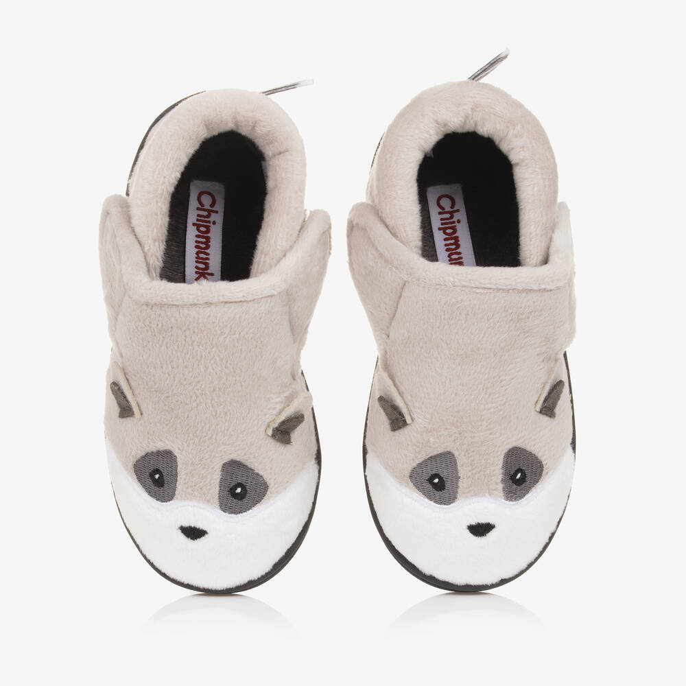 Chipmunks-Grey Fleece Slippers | Childrensalon