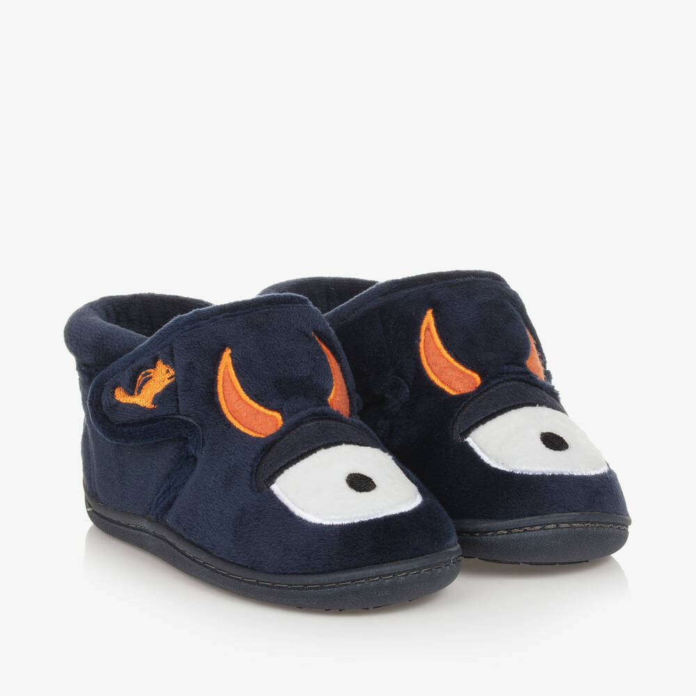 Chipmunks-Navy Blue Fleece Monster Slippers | Childrensalon