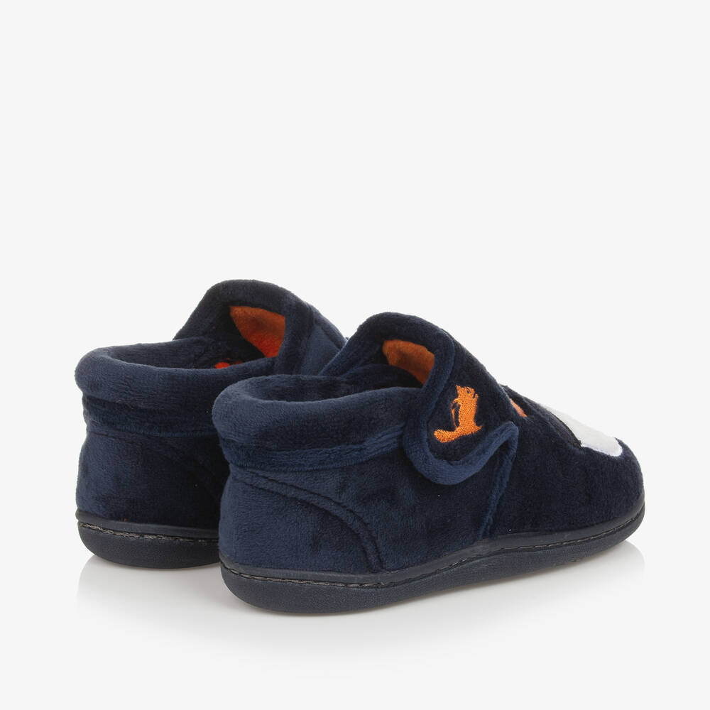 Chipmunks-Navy Blue Fleece Monster Slippers | Childrensalon