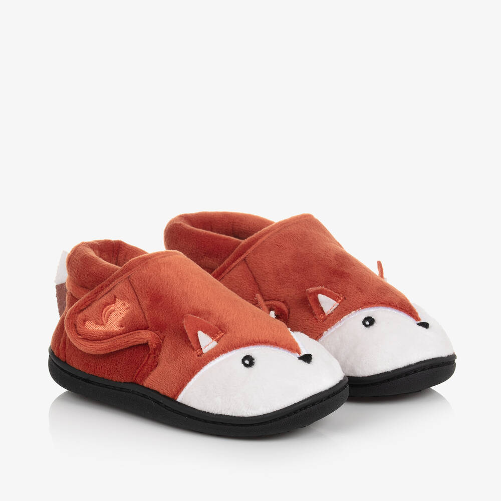 Chipmunks-Оранжевые тапочки на липучке с лисицами | Childrensalon