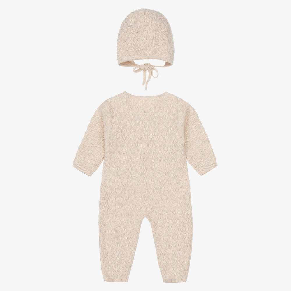 Chloé-Baby Girls Beige Babysuit Gift Set in Cotton & Cashmere | Childrensalon