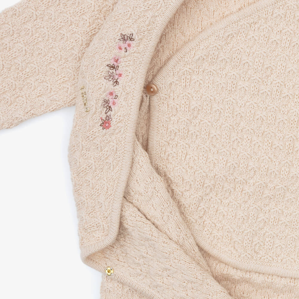 Chloé-Baby Girls Beige Babysuit Gift Set in Cotton & Cashmere | Childrensalon