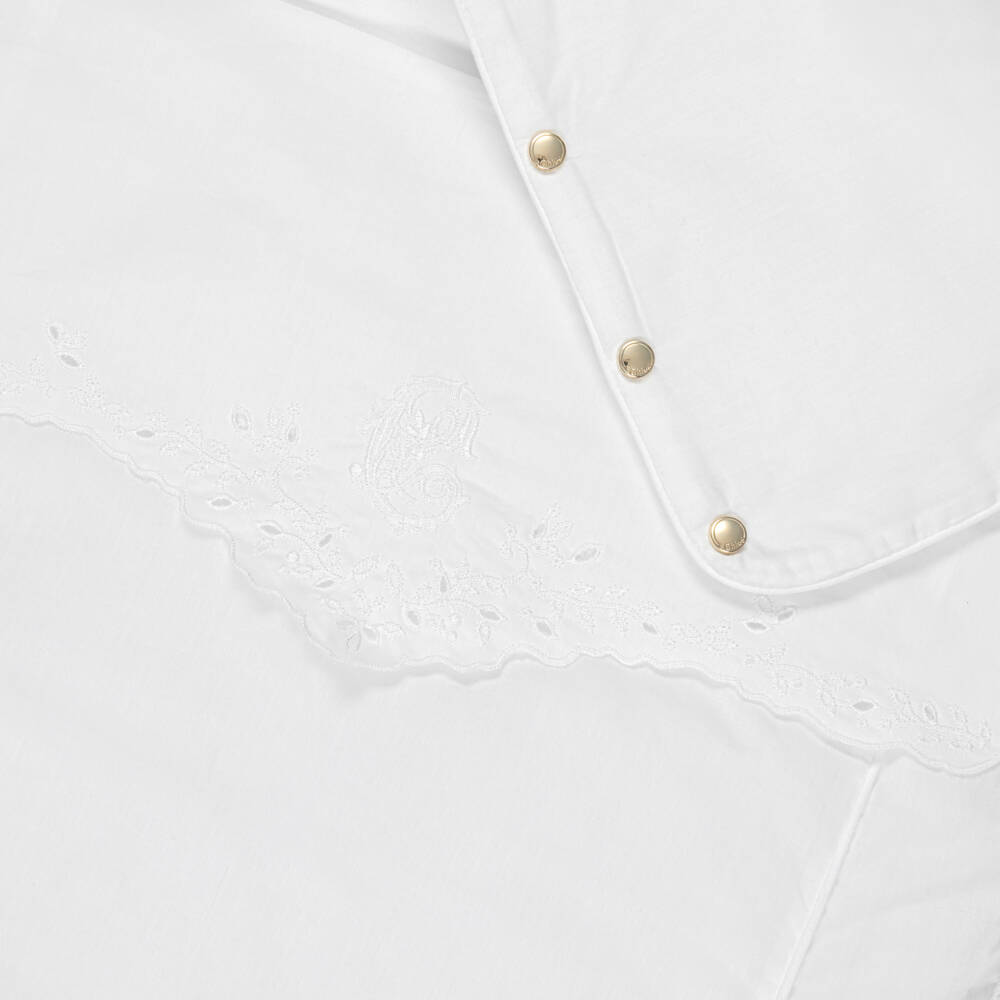 Chloé-Baby Girls Ivory Cotton Embroidered Nest (80cm) | Childrensalon
