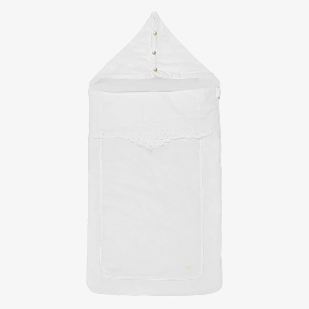 Chloé-Baby Girls Ivory Cotton Embroidered Nest (80cm) | Childrensalon