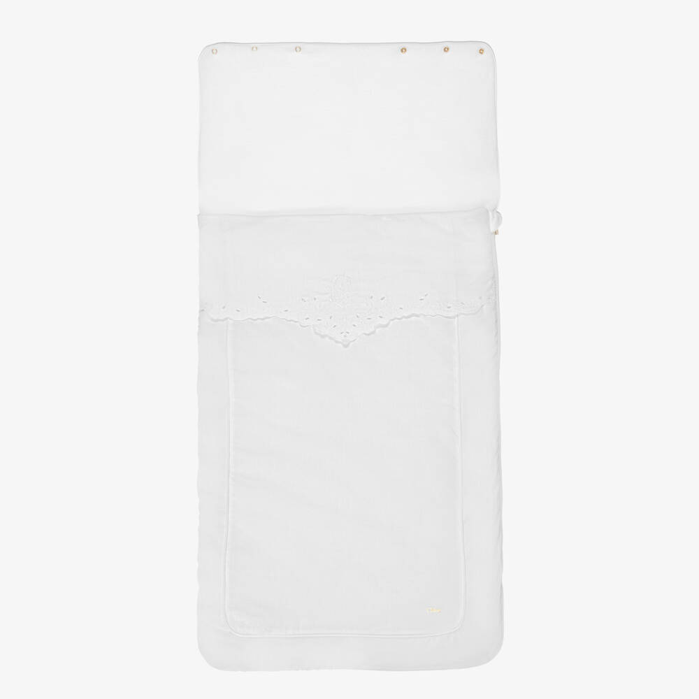 Chloé-Baby Girls Ivory Cotton Embroidered Nest (80cm) | Childrensalon