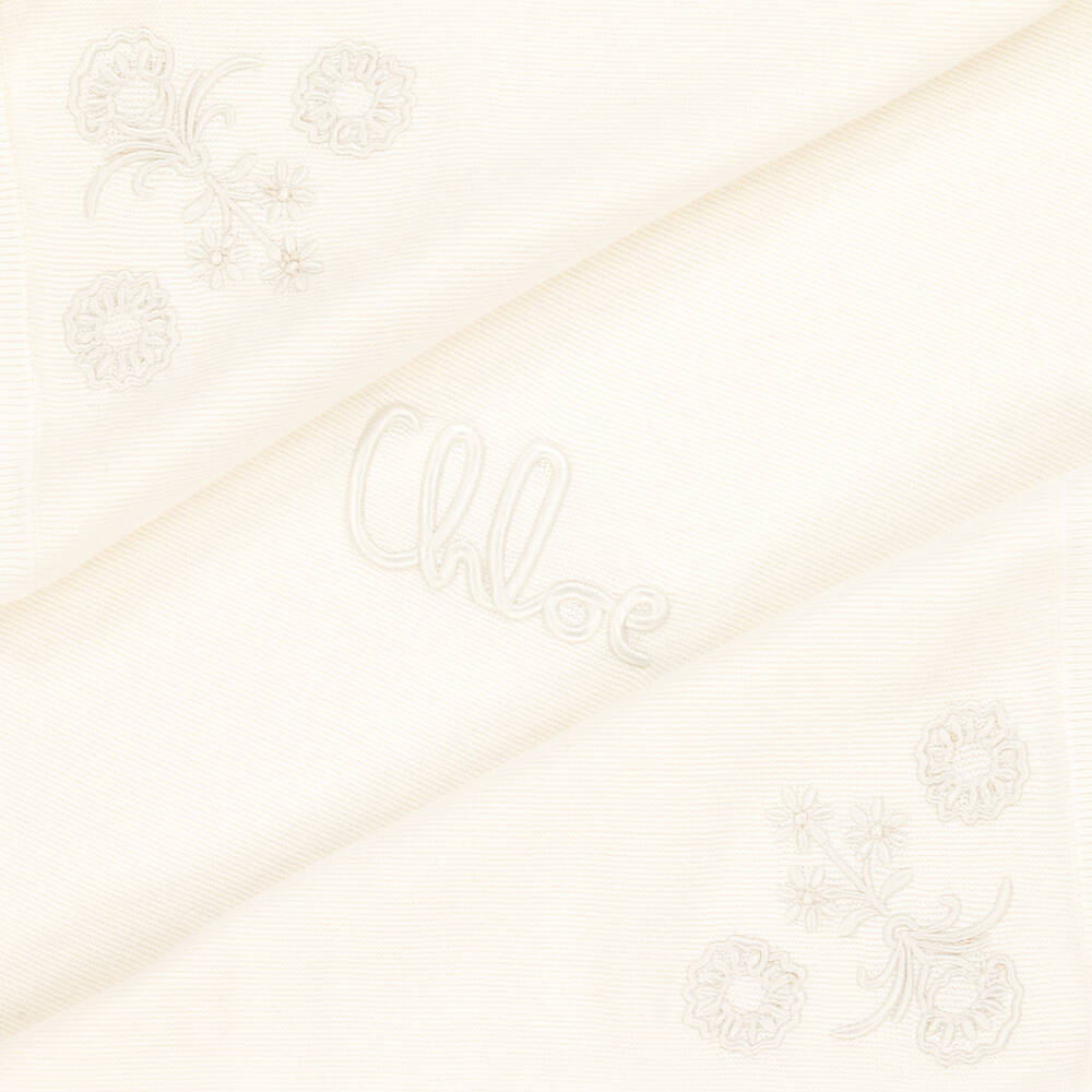Chloé-Baby Girls Ivory Cotton Knit Blanket (79cm) | Childrensalon
