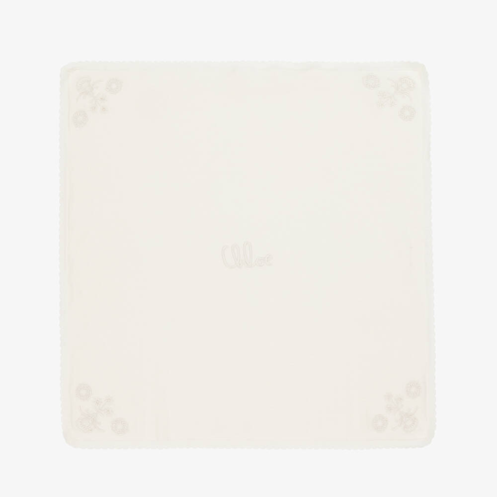 Chloé-Baby Girls Ivory Cotton Knit Blanket (79cm) | Childrensalon