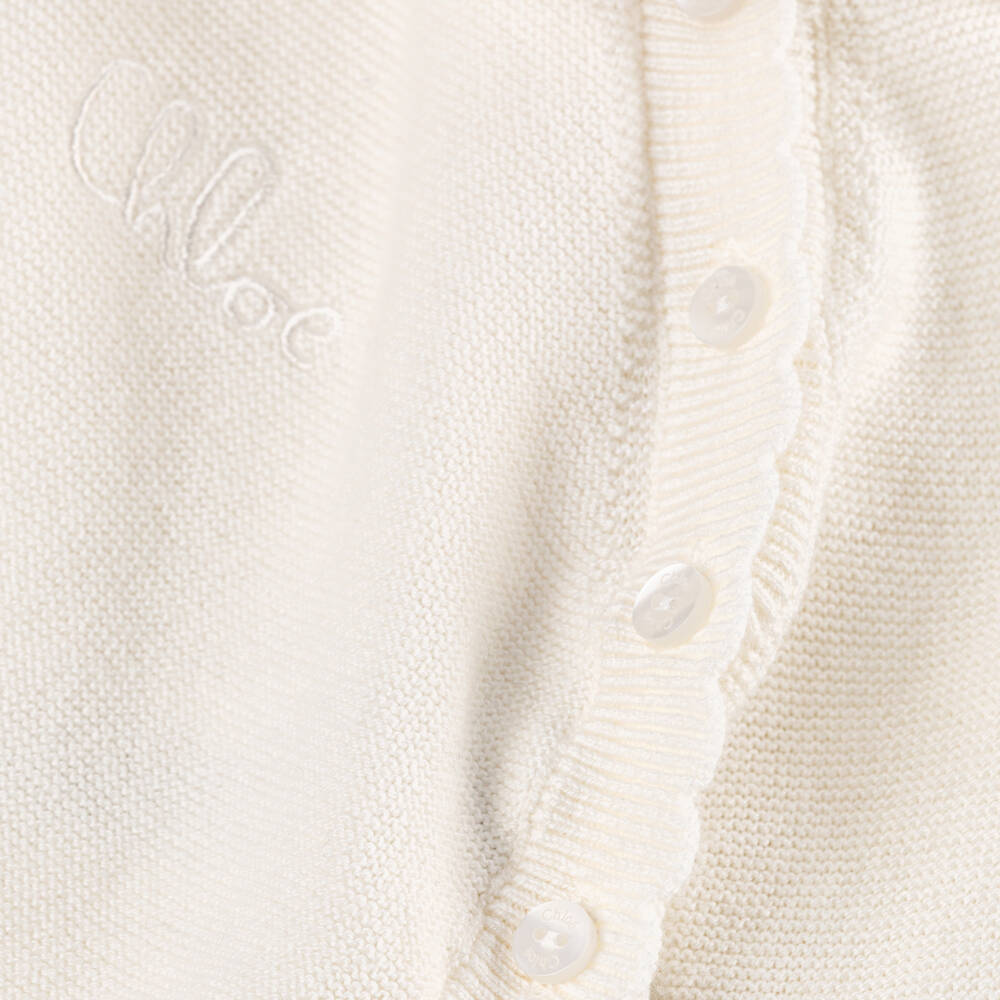 Chloé-Baby Girls Ivory Cotton Knit Trouser Set | Childrensalon