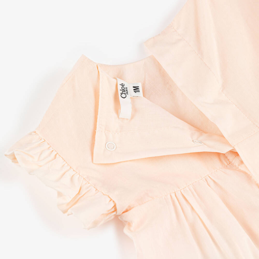 Chloé-طقم شورت بلومر قطن لون زهري خوخي للبنات الرضع | Childrensalon