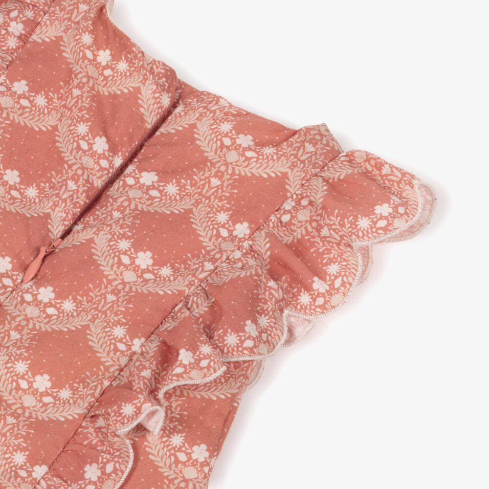 Chloé-Платье розовое с цветочным принтом из хлопка для малышек | Childrensalon