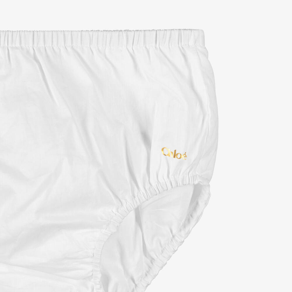 Chloé-Baby Girls White Floral Embroidered Tulle Dress Set | Childrensalon