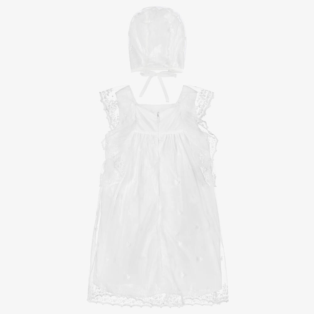 Chloé-Baby Girls White Floral Embroidered Tulle Dress Set | Childrensalon