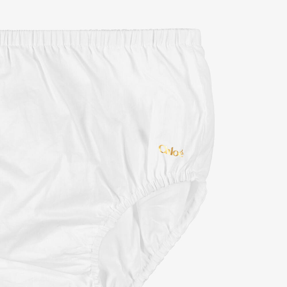 Chloé-Baby Girls White Floral Embroidered Tulle Dress Set | Childrensalon