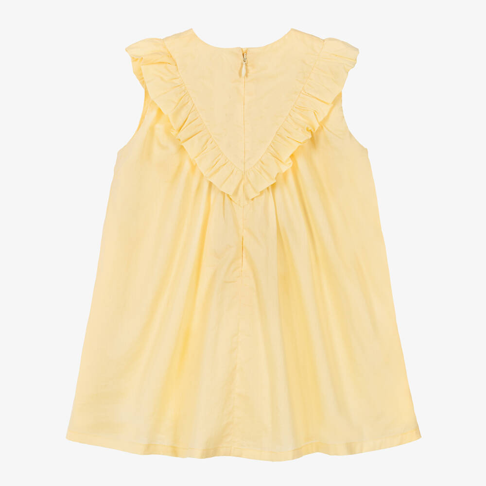 Chloé-Baby Girls Yellow Cotton Embroidered Dress | Childrensalon