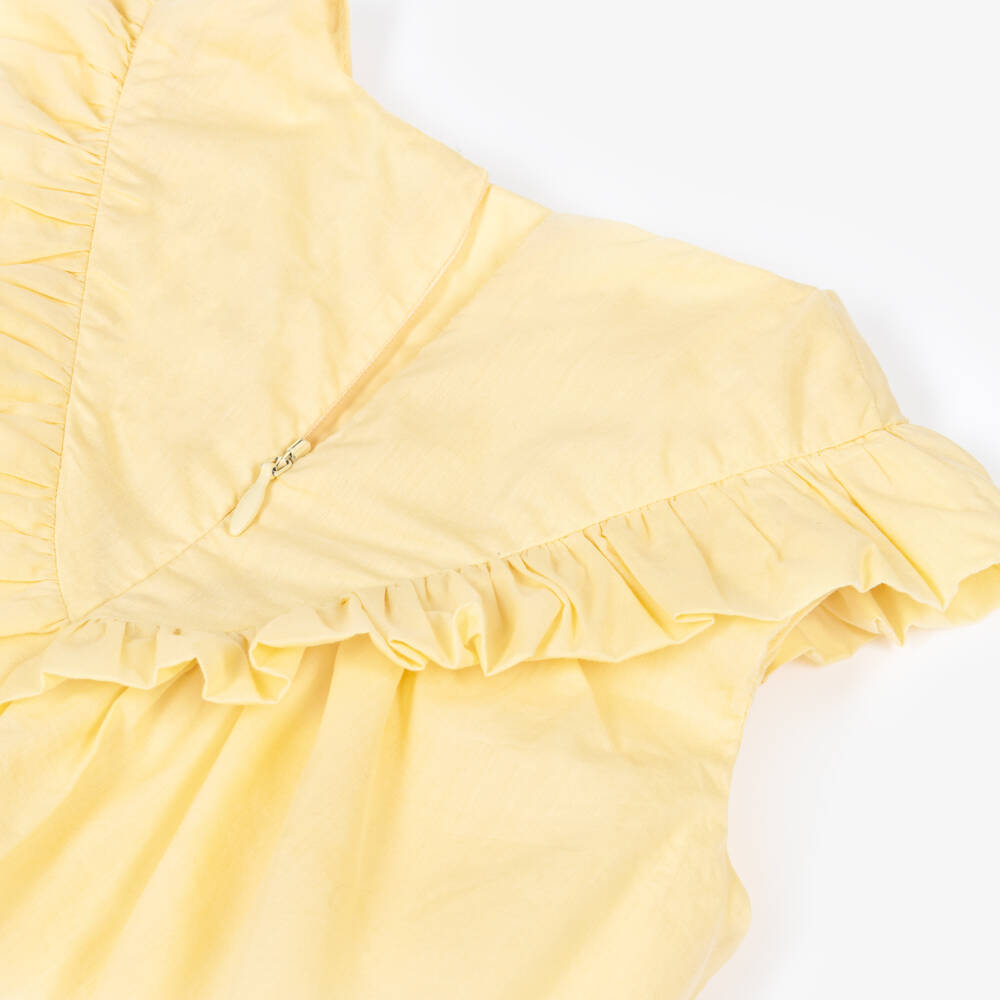 Chloé-Baby Girls Yellow Cotton Embroidered Dress | Childrensalon
