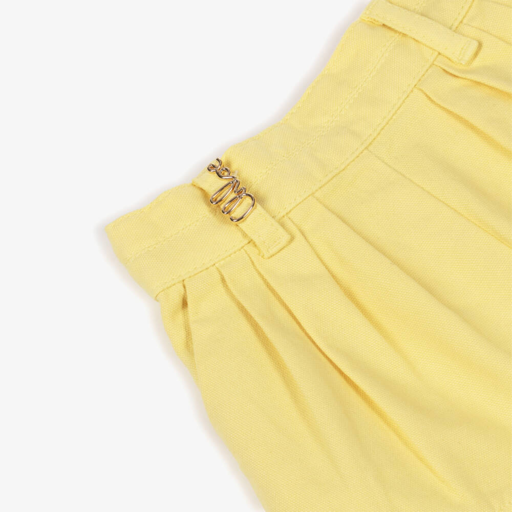 Chloé-Шорты желтые из хлопкового твила для малышек | Childrensalon