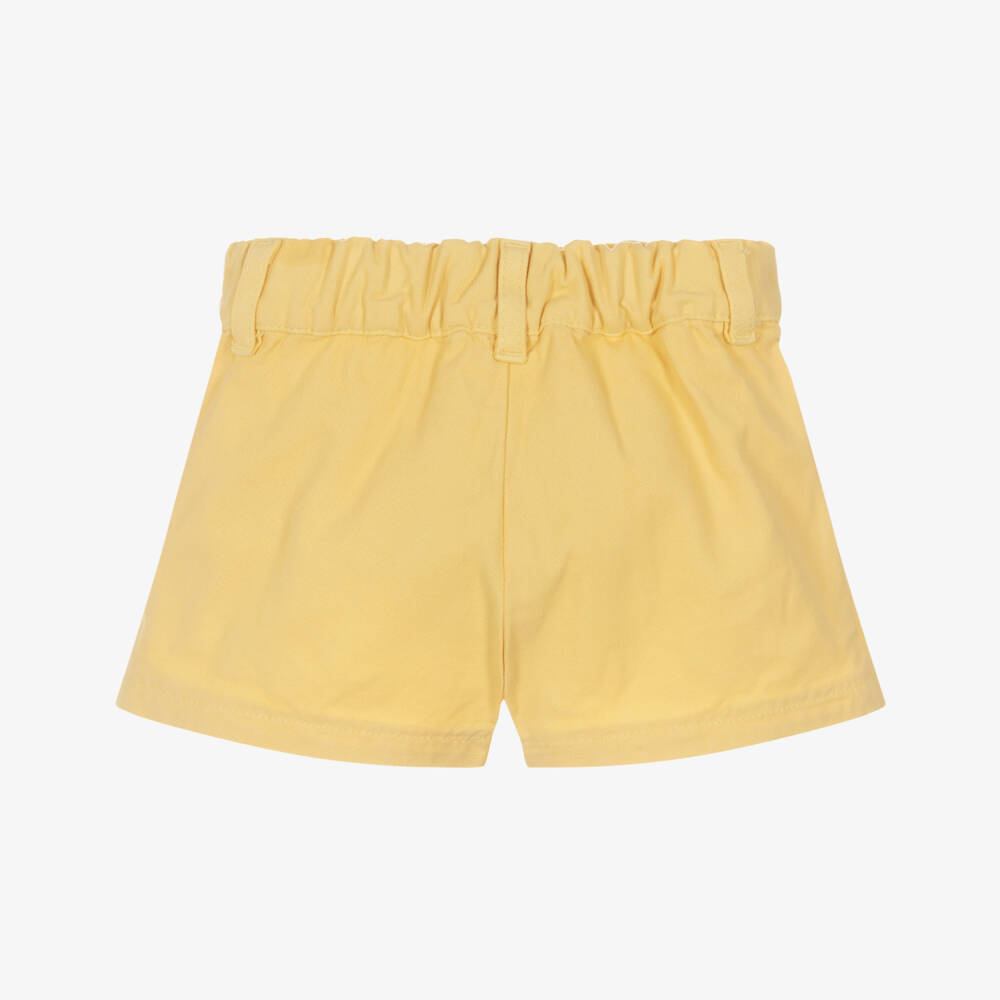 Chloé-Baby Girls Yellow Cotton Twill Shorts | Childrensalon