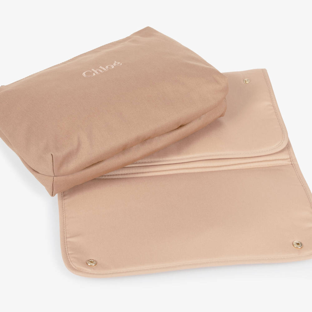 Chloé-Beige Canvas Changing Bag with Pouch & Mat (41cm) | Childrensalon