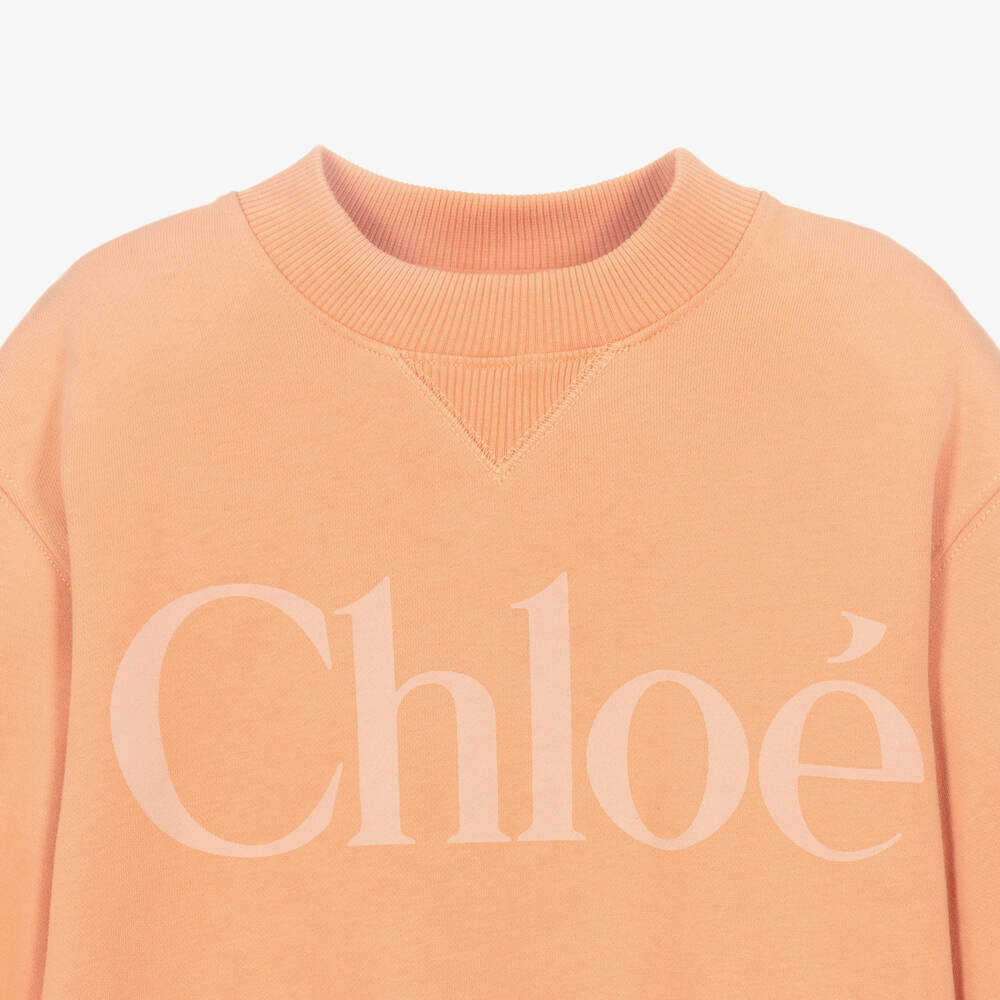 Chloé-Girls Apricot Orange Cotton Sweatshirt | Childrensalon