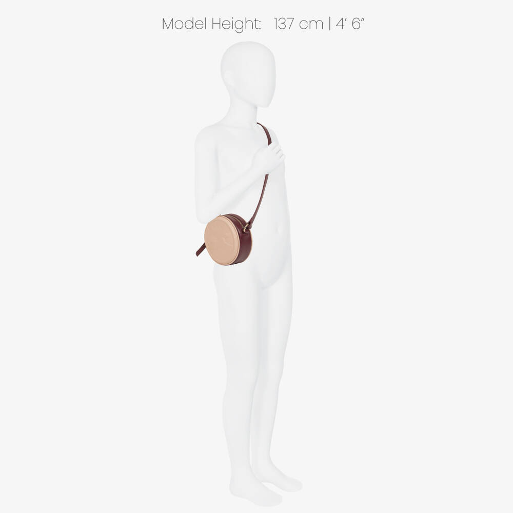 Chloé-Girls Beige & Burgundy Horse Medal Shoulder Bag (13cm) | Childrensalon