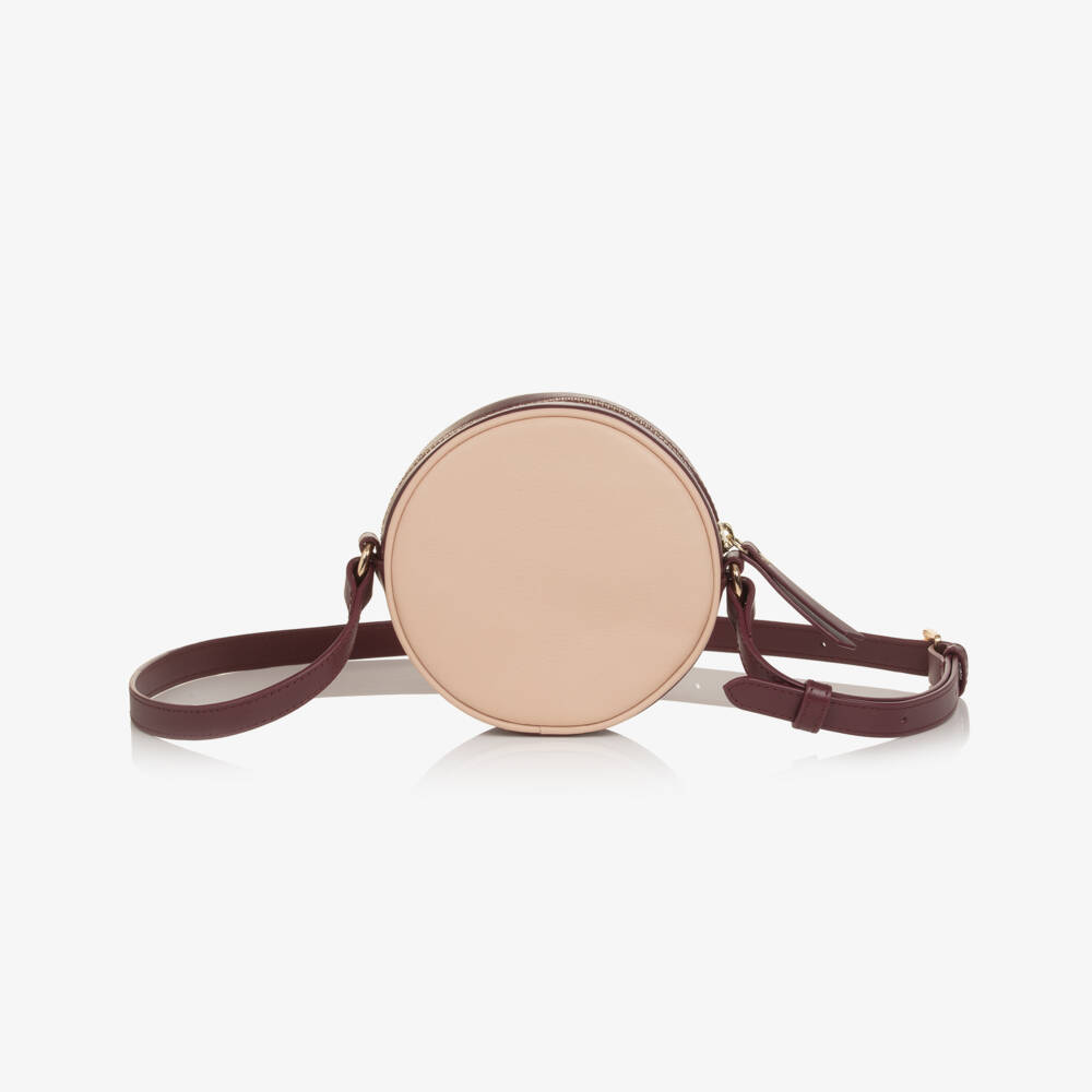 Chloé-Girls Beige & Burgundy Horse Medal Shoulder Bag (13cm) | Childrensalon