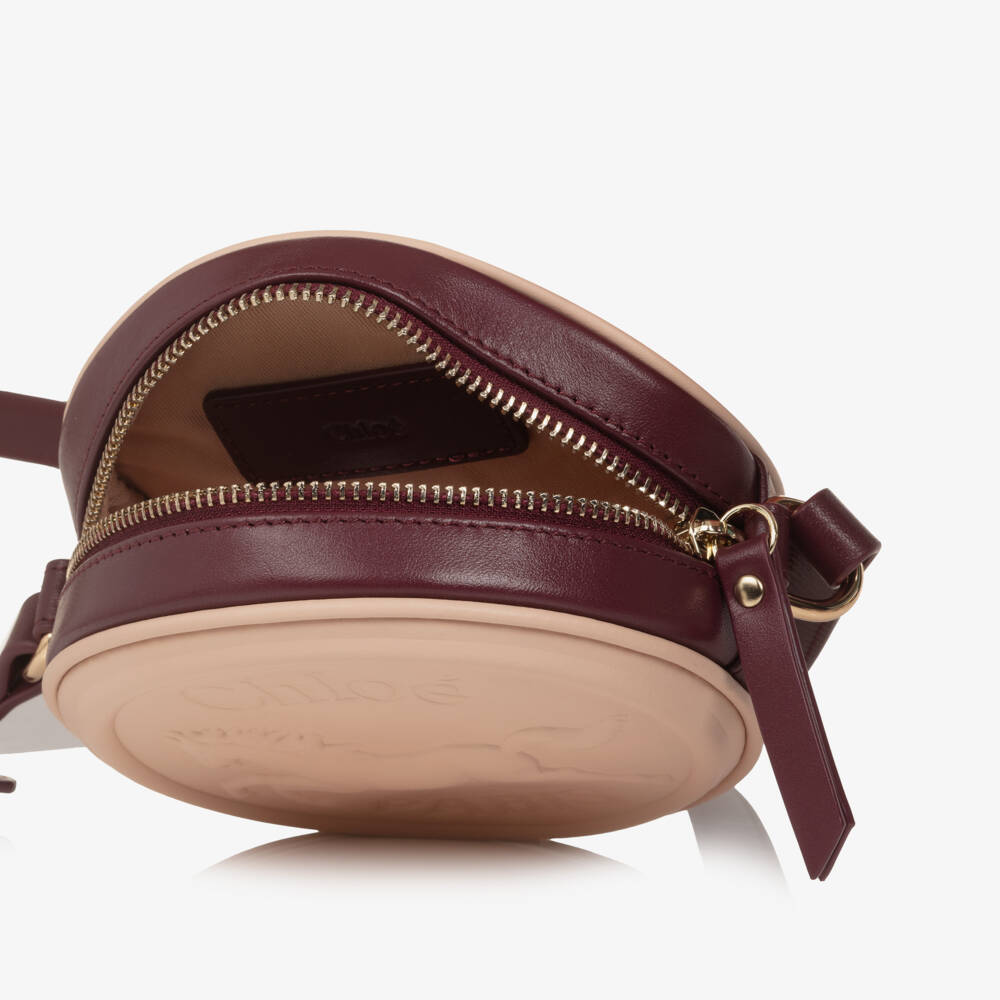 Chloé-Girls Beige & Burgundy Horse Medal Shoulder Bag (13cm) | Childrensalon