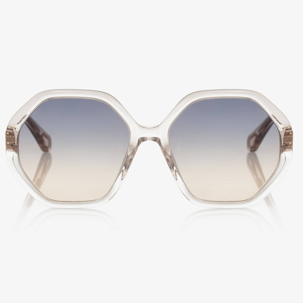Chloé-Girls Beige Hexagonal Sunglasses | Childrensalon
