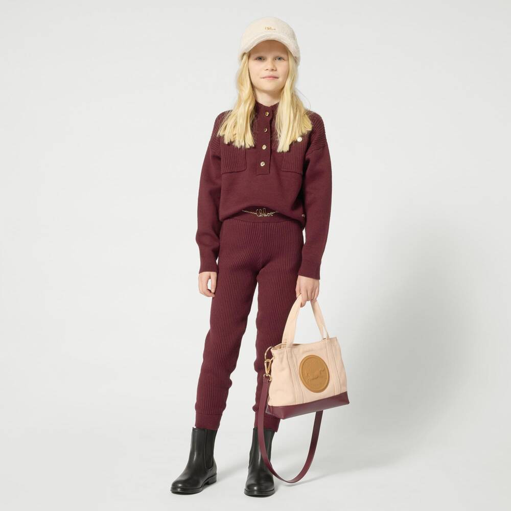 Chloé-Girls Beige Horse Medal Handbag (27cm) | Childrensalon