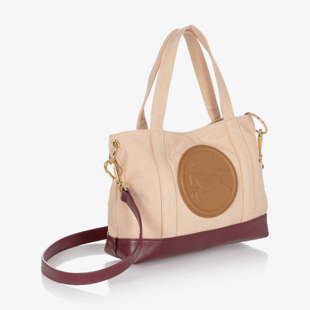 Chloé-Girls Beige Horse Medal Handbag (27cm) | Childrensalon