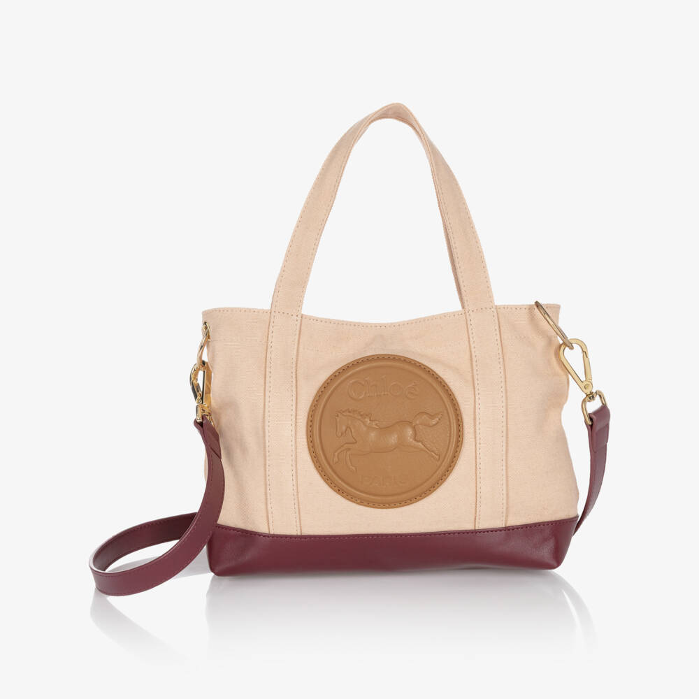 Chloé-Girls Beige Horse Medal Handbag (27cm) | Childrensalon