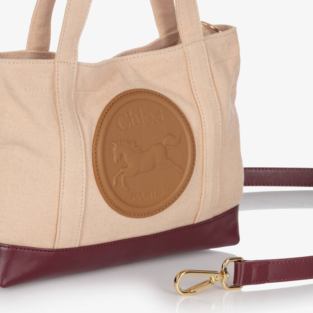 Chloé-Girls Beige Horse Medal Handbag (27cm) | Childrensalon