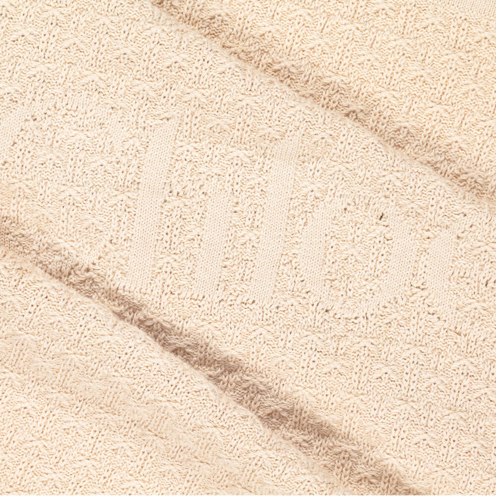 Chloé-Girls Beige Knitted Blanket (75cm) | Childrensalon