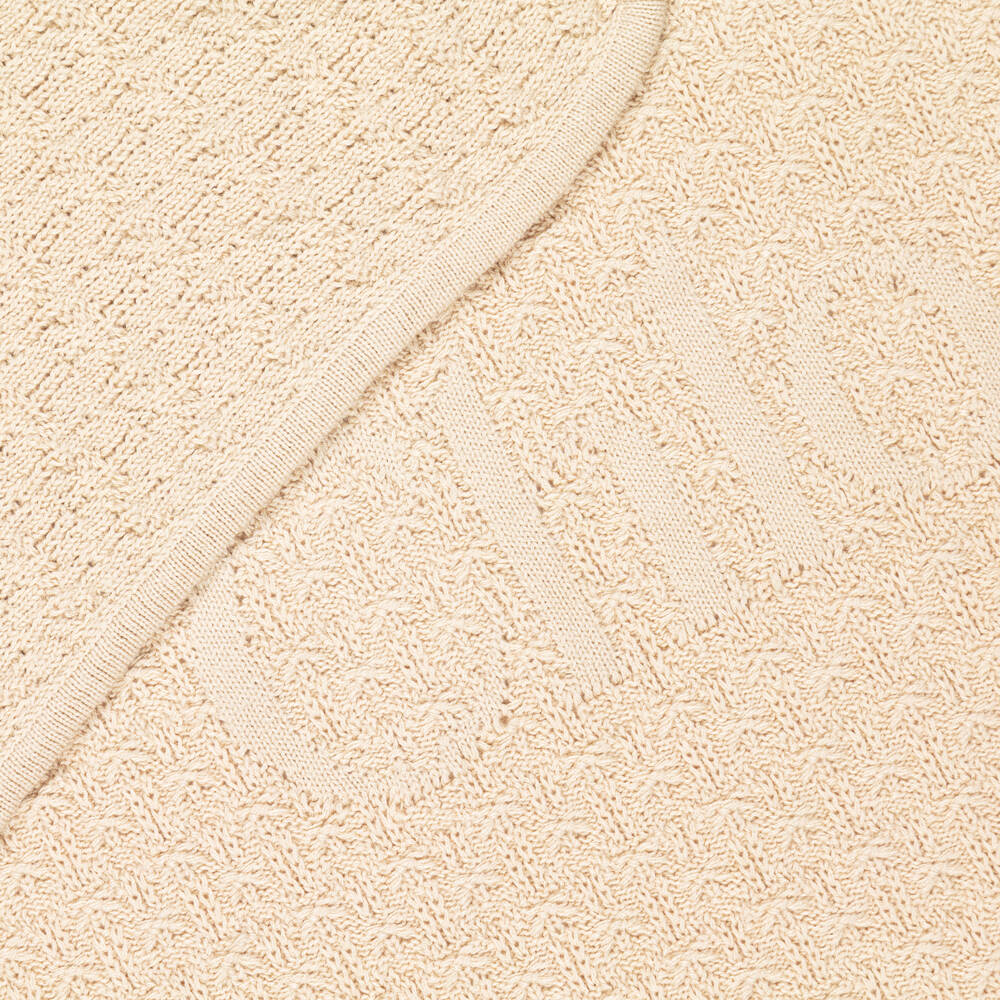 Chloé-Girls Beige Knitted Blanket (75cm) | Childrensalon
