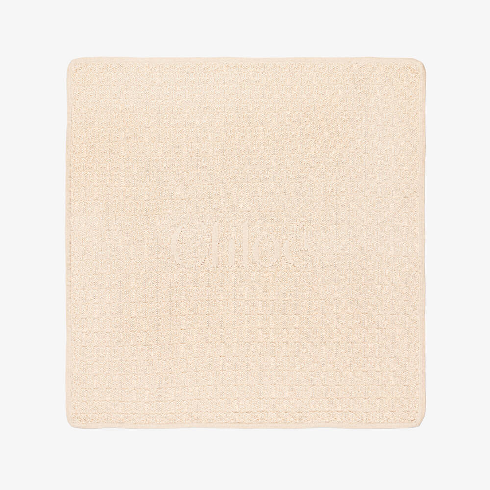 Chloé-Girls Beige Knitted Blanket (75cm) | Childrensalon