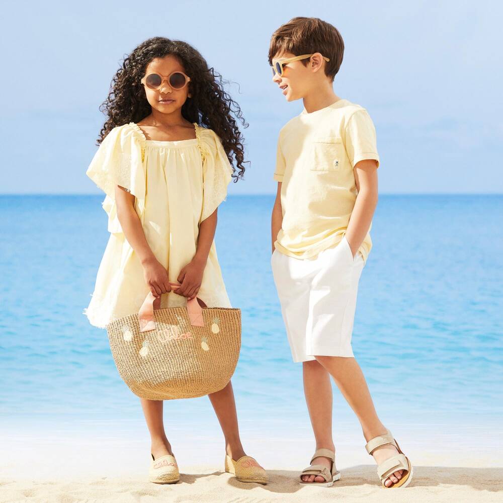 Chloé-Girls Beige Raffia Chloé Espadrilles | Childrensalon