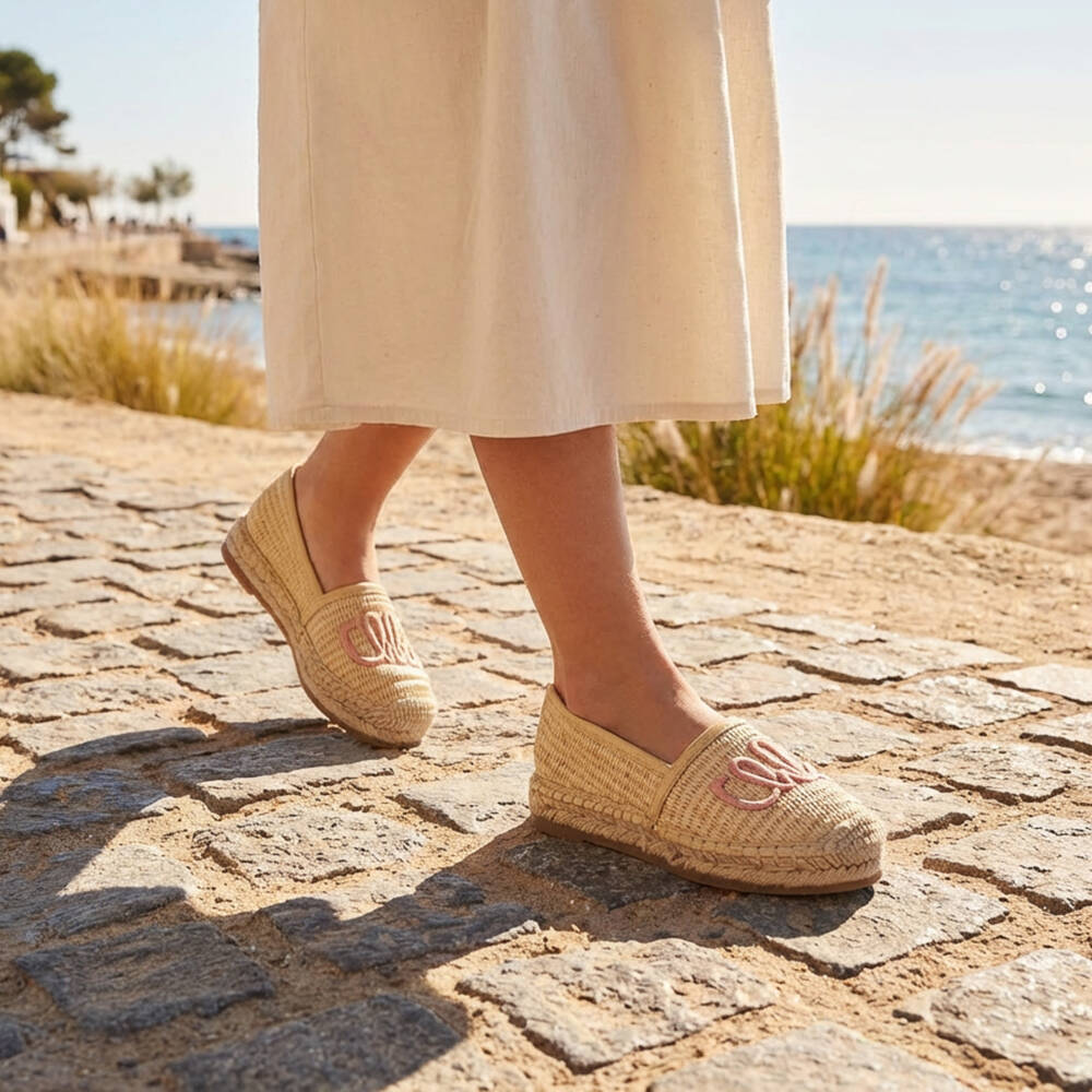 Chloé-Girls Beige Raffia Chloé Espadrilles | Childrensalon
