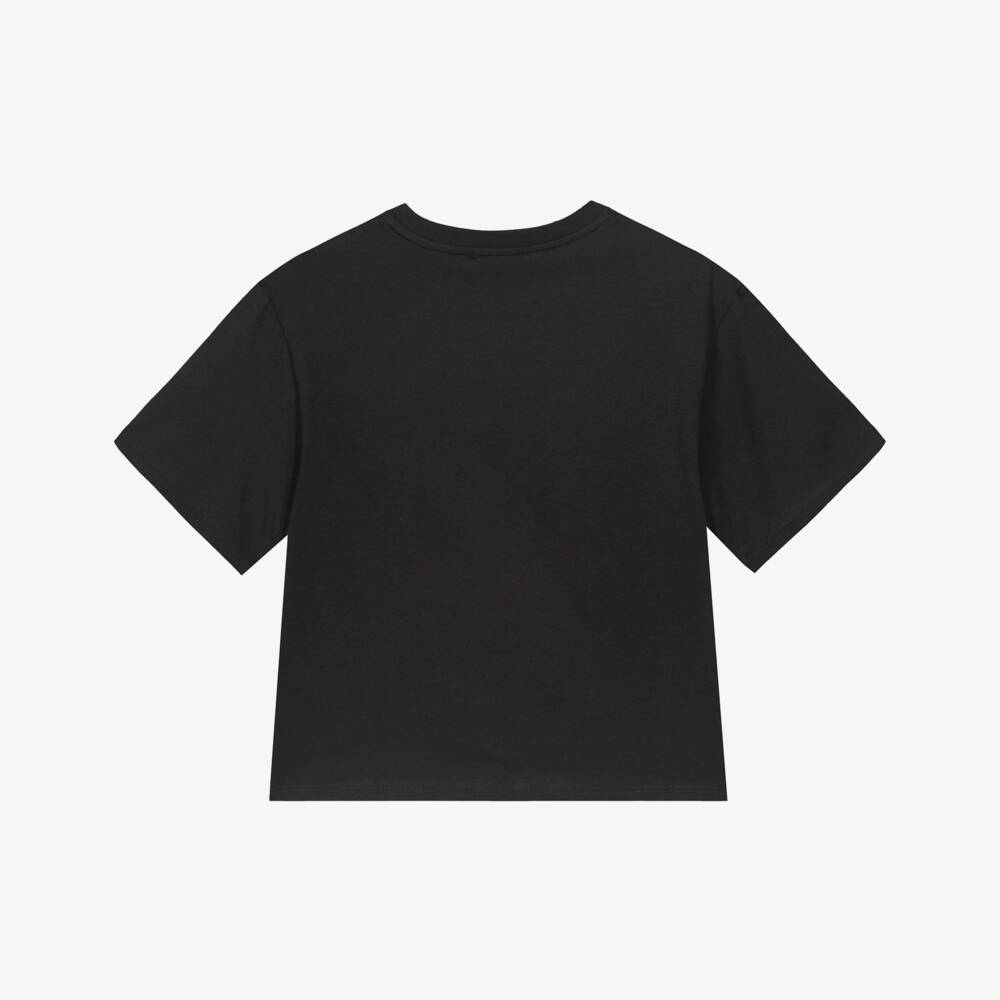 Chloé-Girls Black Cotton Flamingo T-Shirt | Childrensalon