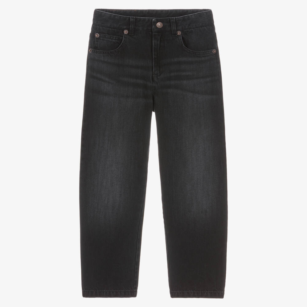 Chloé-Girls Black Denim Barrel Jeans  | Childrensalon
