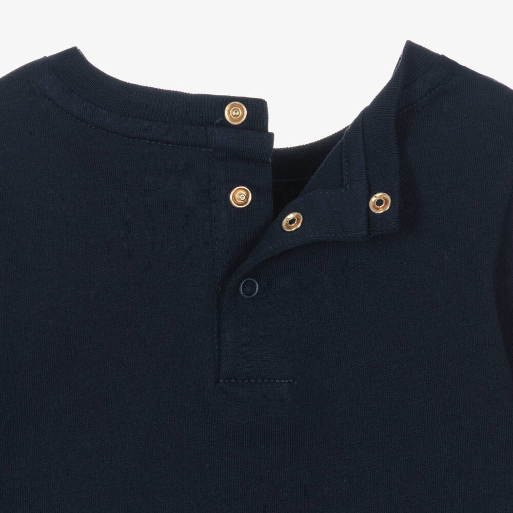 Chloé-Girls Blue & Brown Check Pinafore Dress Set | Childrensalon