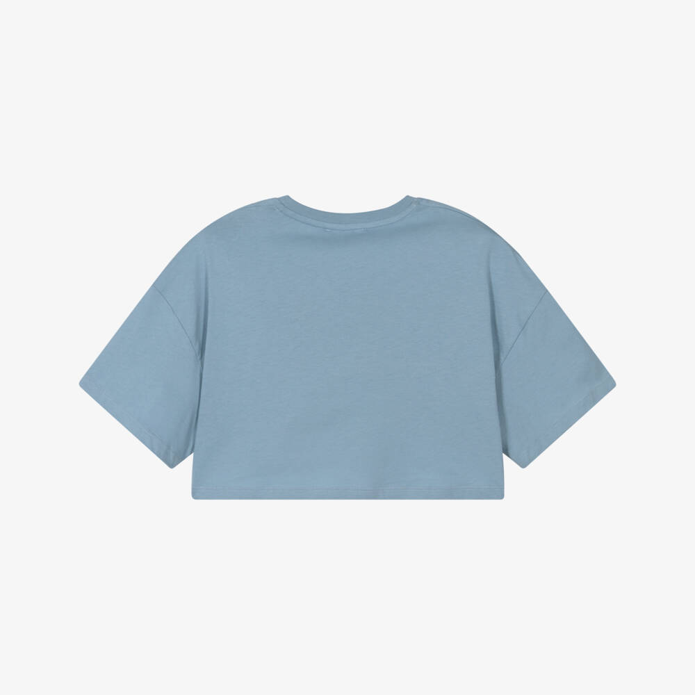 Chloé-Girls Blue Cotton Jersey Cropped T-Shirt | Childrensalon