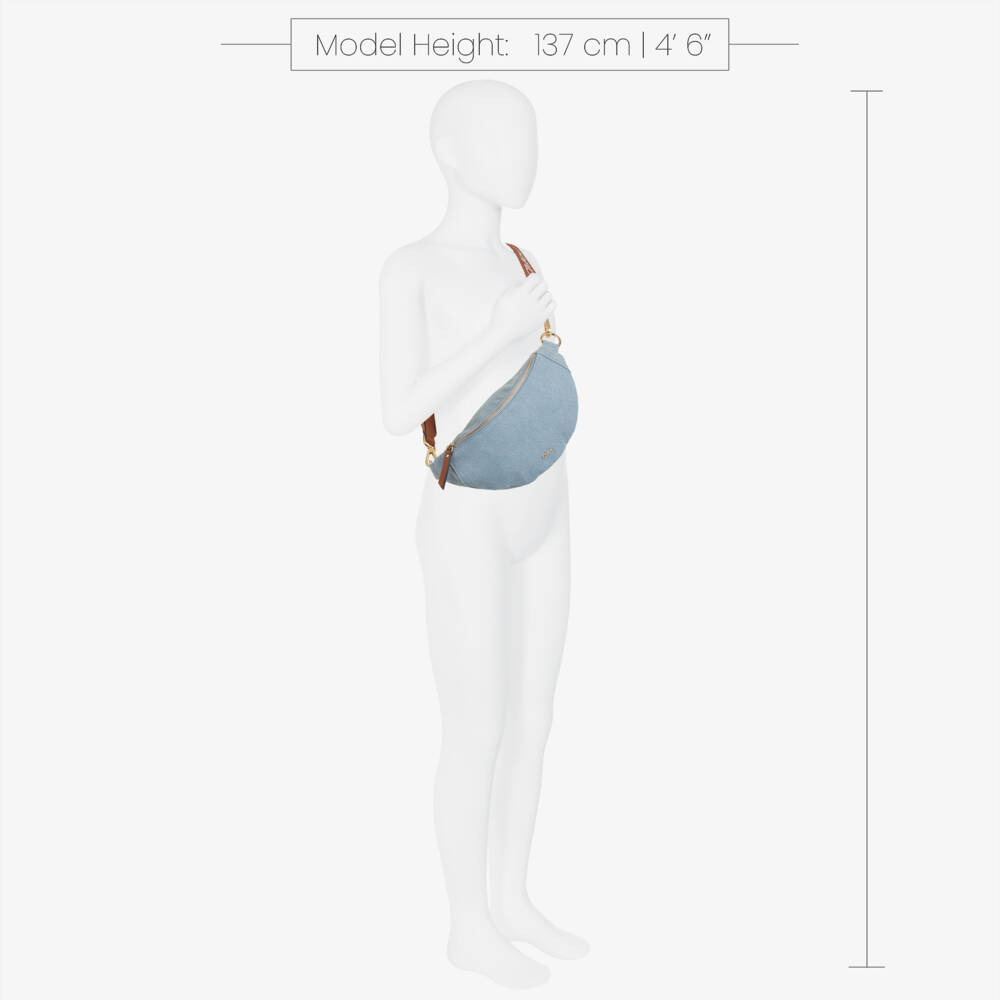 Chloé-Girls Blue Denim Belt Bag with Interchangeable Straps (26cm) | Childrensalon