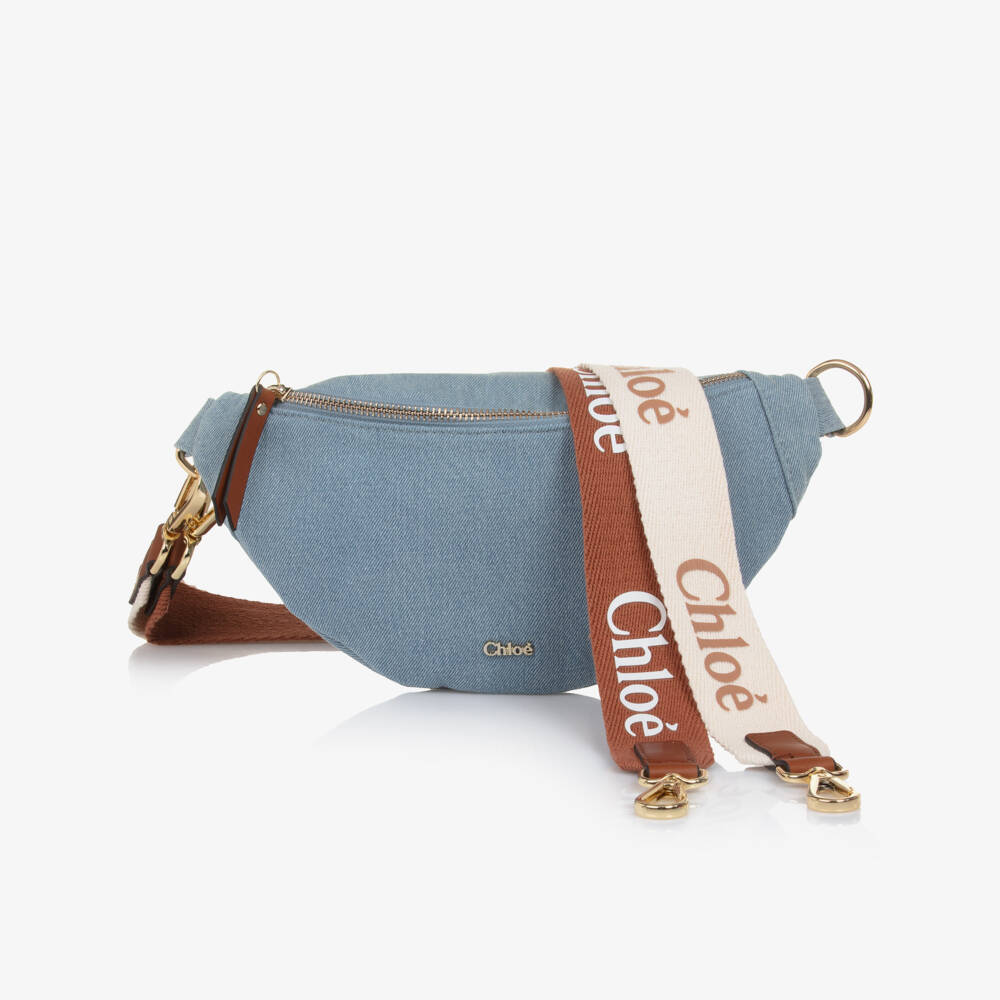 Chloé-Girls Blue Denim Belt Bag with Interchangeable Straps (26cm) | Childrensalon