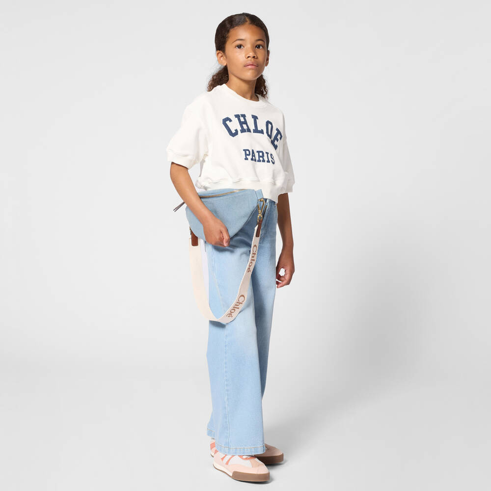 Chloé-Girls Blue Denim Belt Bag with Interchangeable Straps (27cm) | Childrensalon