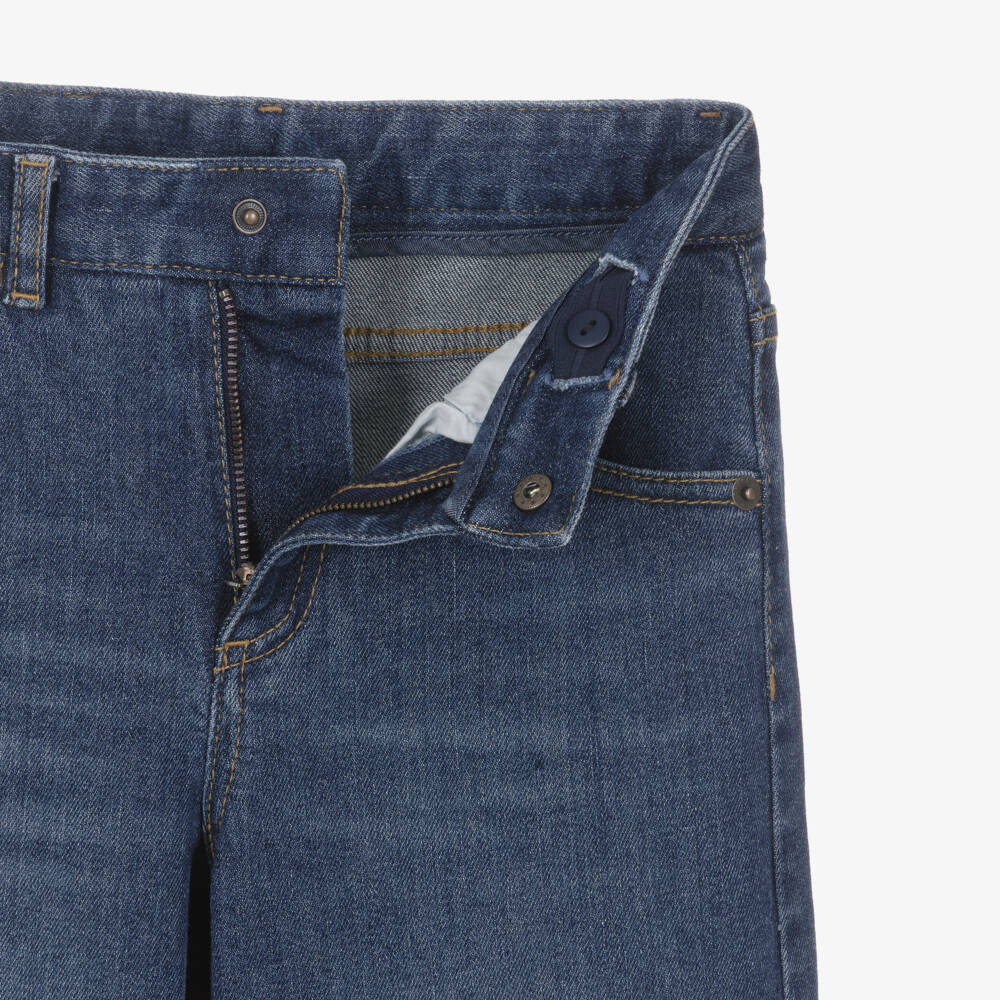 Chloé-Girls Blue Denim Jeans with Wide Leg | Childrensalon