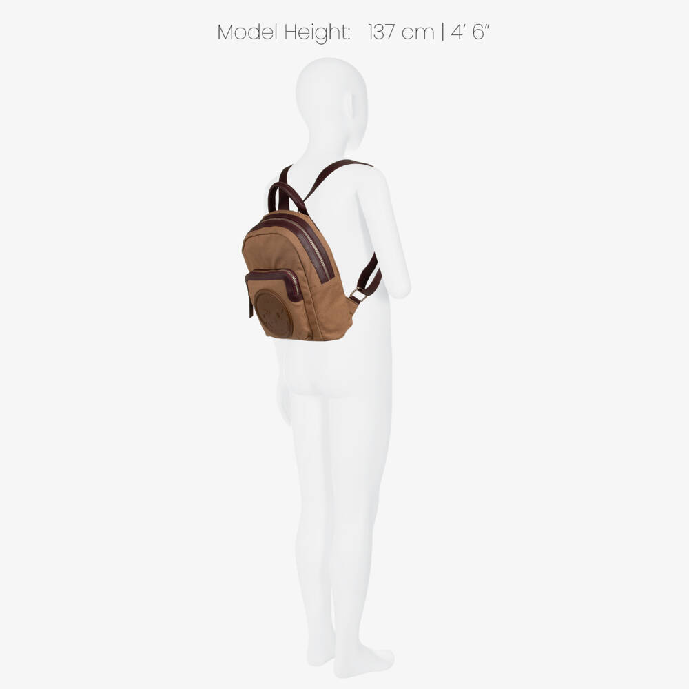 Chloé-Girls Brown & Burgundy Horse Medal Mini Backpack (26cm) | Childrensalon