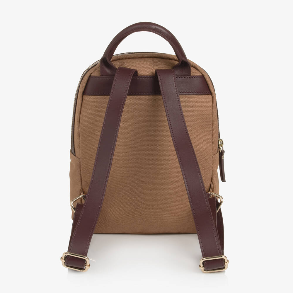 Chloé-Girls Brown & Burgundy Horse Medal Mini Backpack (26cm) | Childrensalon